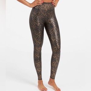 Spanx Faux Leather Leopard Print Leggings